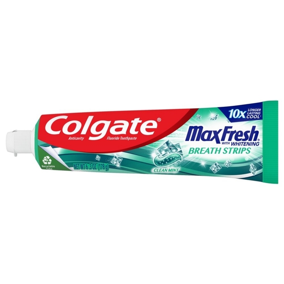🍭7/$15 Colgate Max Fresh Whitening Toothpaste with Breath Strips, Clean Mint - Picture 8 of 12